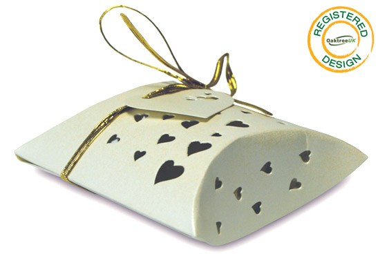 Pillow Box Heart Pearl Ivory (pack 5pcs) - Gift Boxes / Bags